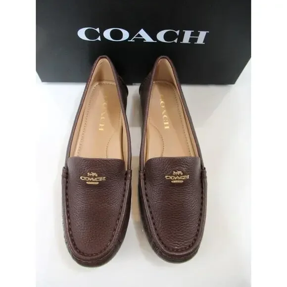 Coach Marley Leather Driver Moccasin Slip On Loafer Shoes Comfort Brown Size 6